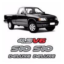 Kit Emblemas S10 2000 Deluxe 4.3v6 Adesivo Prata Resinado