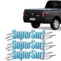 Kit Emblemas Super Surf 2003/2008 Cinza/Azul Saveiro Parati