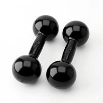 Kit emborrachado par de halteres 6 kg preto pegada anatômica, revestimento antiderrapante, ideal para treino funcional e musculação