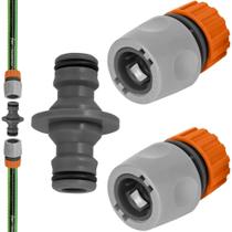 Kit Emenda Mangueira 1 Conector Duplo e 2 Engate Rápido - extensão de emendar Conexão União Kit Emenda Mangueira 1 Conector Duplo e 2 Engate Rápido - extensão de emendar Conexão União