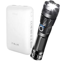 Kit emergência carregador portátil 10.000 mAh / Lanterna tática militar super zoom recarregável