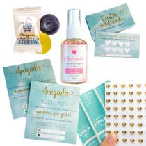 Kit Empreendedor Cartões De Agradecimento + Adesivos+ Bala + Cartão Fidelidade cliente + Cheirinho - 276 itens -