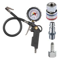 Kit Enagte Rapido Bico Calibrador Ar Pneu Limpeza Compressor