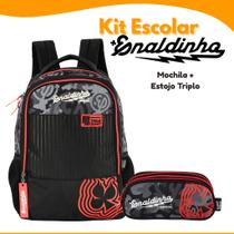 Kit Enaldinho Mochila Costas e Estojo Triplo Escolar Infantil Juvenil