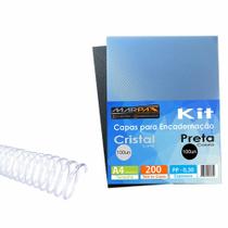 Kit Encadernação 200 Capas A4 + 200 Espirais Cristal 17mm