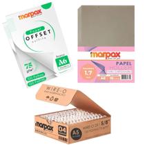 Kit encadernação 75g Offset A6 + Papel holler + wire-o