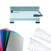 Kit Encadernadora + Capas Coloridas + Espirais Cristal 17mm