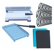Kit Encadernadora + Guilhotina 30cm +100 Capas +100 Espirais