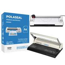 Kit Encadernadora + Plástico A4 + Plastificadora 5 em 1 220v - Mazzilli