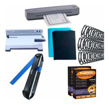 Kit Encadernadora, Plastificadora, Refiladora, Insumos 110V