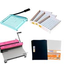 Kit Encadernadora Wire-o 3X1 + Guilhotina A4 30cm + Insumos