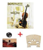 Kit encordoamento para violino dominante 4/4 + cavalete + surdina - jogo de corda