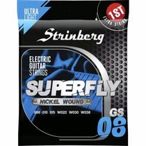 Kit Encordoamento Strinberg Para Guitarra eletrica GS08 6 Cordas Nickel Wound Tensão Leve