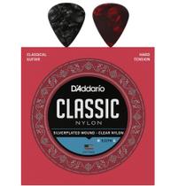 Kit Encordoamento Violão Nylon Daddario Média Profissional Original + 2 Palhetas Kit Encordoamento Violão Nylon Daddario Média Profissional Original + 2 Palhetas