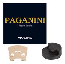 Kit encordoamento violino paganini 4/4 e ou 3/4 + cavalete + surdina - jogo de corda
