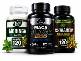 Kit Energia e Disposição Moringa Ashw e Ma ca Perua Na 500 mg Nutri Life O Melhor Kit Energia e Disposição Moringa Ashw e Ma ca Perua Na 500 mg Nutri Life O Melhor