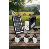Kit Energia Solar Portátil: 3 Lâmpadas LED + Carregador Celu