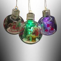 Kit Enfeite 3 Bolas Decorativa Pendurar em Árvore de Natal Iluminada com Led