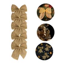 Kit Enfeite Árvore Natal Laço Juta Brilho 5 Unidades