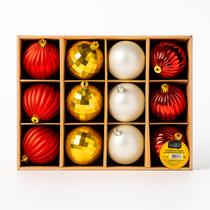 Kit Enfeite Bolas Sortidas Luxos P/Arvore De Natal 12 Peças