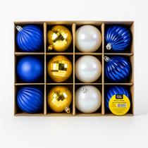 Kit Enfeite Bolas Sortidas Luxos P/Arvore De Natal 12 Peças