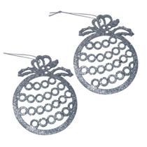 Kit enfeite de arvore bola c/ glitter 10cm x 2pcs - niazitex