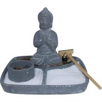 Kit Enfeite de Cimento Buda Jardim Zen Meditação Sofisticado