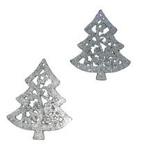 Kit Enfeite De Natal 10 Cm Wincy Com 2 Pinheiros Em Glitter Árvore De Natal NTA11004