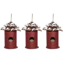 Kit Enfeite De Natal C/3 Arvores Vermelha Natalina 10Cm