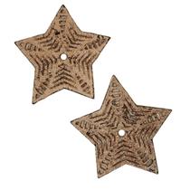 Kit Enfeite De Natal Com 2 Estrelas De Pendurar Em MDF Com Brilho Para Decoração Árvore De Natal