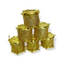 Kit Enfeite de Natal Tambor Glitter Pacote com 6 Peças 3,5cm Dourado - Rio Master