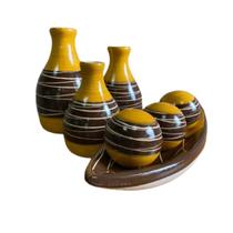 Kit Enfeite Decorativo Cerâmica Trio de Vasos Centro de Mesa Sala Rack - Bojudinha - LGP