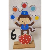 Kit Enfeite MDF com 6 Decoração Mesa Festa Circo Menino