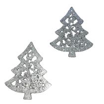 Kit Enfeite Natal 10 Cm Wincy 2 Pinheiros Em Glitter Árvore