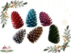 Kit Enfeite Natalino com 5 Pinhas Coloridas - Decoração de Natal.
