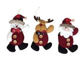Kit Enfeite Para Árvore 3 Peças Boneco De Neve, Papai Noel e Rena 16cm - Riomaster Kit Enfeite Para Árvore 3 Peças Boneco De Neve, Papai Noel e Rena 16cm - Riomaster