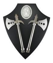 Kit Enfeite Viking Medieval 2 Machados Decorativos Escudo - Tasco