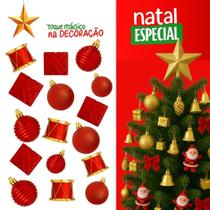 Kit Enfeites de Natal 16 Peças Bolas Caixinhas e Tambores Decorativos Vermelho Dourado e Prata Kit Enfeites de Natal 16 Peças Bolas Caixinhas e Tambores Decorativos Vermelho Dourado e Prata