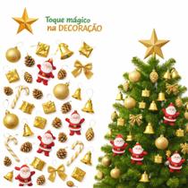Kit Enfeites de Natal 42 Peças Vermelho Bolas, Sinos, Presentes, Laços e Pinhas Decorativas
