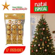 Kit Enfeites de Natal Completo 17 Peças Bolas, Presentes, Tambores e Árvore Decorativa Kit Enfeites de Natal Completo 17 Peças Bolas, Presentes, Tambores e Árvore Decorativa