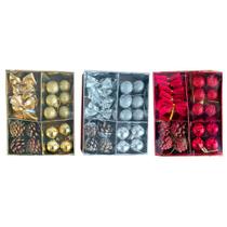 Kit Enfeites Natalinos c 20 Unidades Cazza CV255390 - Item Sortido Kit Enfeites Natalinos c 20 Unidades Cazza CV255390 - Item Sortido