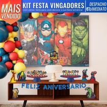 Kit Enfeites Painel Adesivos Marvel Vingadores Personagens Temático Decorativo - Piffer