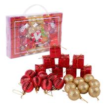 Kit Enfeites para Arvore Natal 24 Pecas 3cm Vm/Drd