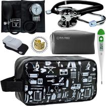 Kit Enfermagem Acadêmico Com Aparelho de Pressão Estetoscópio Rappaport Duplo Estampado Estágio Completo