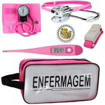 Kit Enfermagem Academico Com Aparelho de Pressao Estetoscopio Rappaport Duplo Transparente Estagio Completo