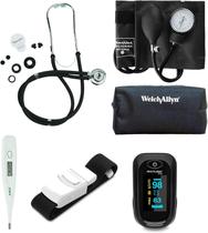 Kit Enfermagem Acadêmico Com Estojo Welch Allyn Completo Preto - Premium