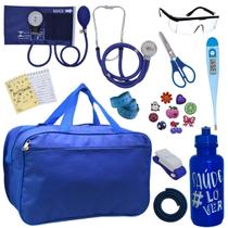 Kit Enfermagem Academico Estetoscópio Aparelho de Pressão Bolsa Multi Premium