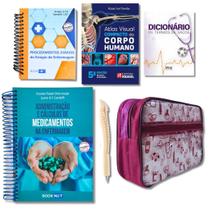 Kit Enfermagem - Administração + Atlas + Dicionário + Procedimento + Bolsa Vinho + Caneta Osso Kit Enfermagem - Administração + Atlas + Dicionário + Procedimento + Bolsa Vinho + Caneta Osso