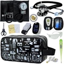 Kit Enfermagem Aparelho de Pressão Estetoscópio Aneroide Medidor Glicemia Completo Estampado PaMed