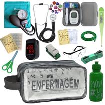 Kit Enfermagem Aparelho de Pressão Estetoscópio Aneroide Medidor Glicemia Completo Transparente Enfermagem Incoterm